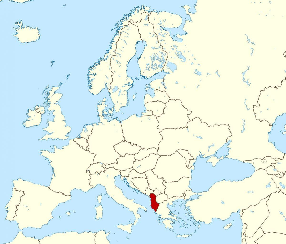 mapa mostrando a Albânia