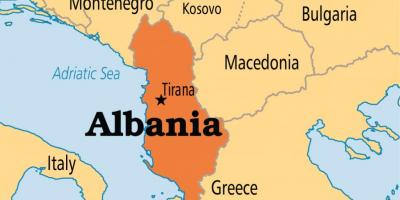 Mapa mostrando a Albânia