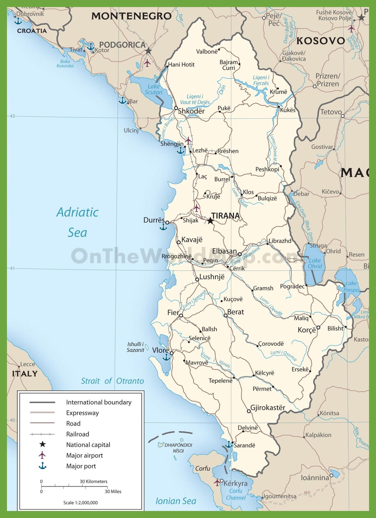 Albânia estradas mapa