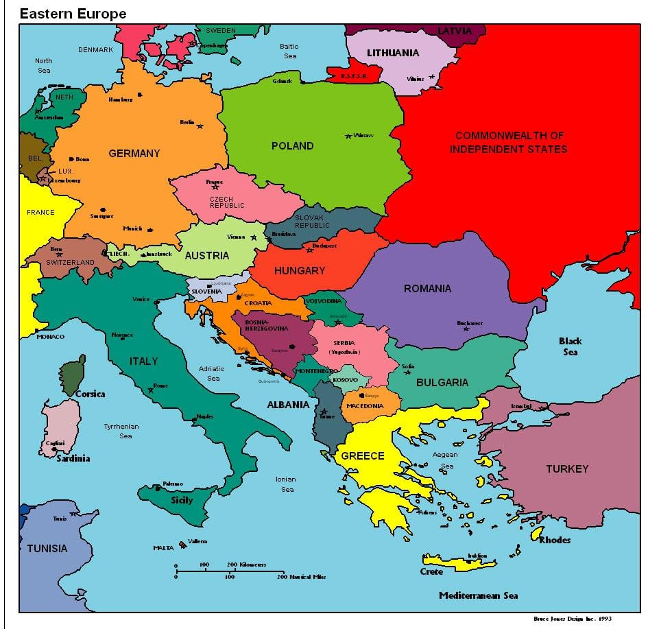 mapa da europa mostrando Albânia