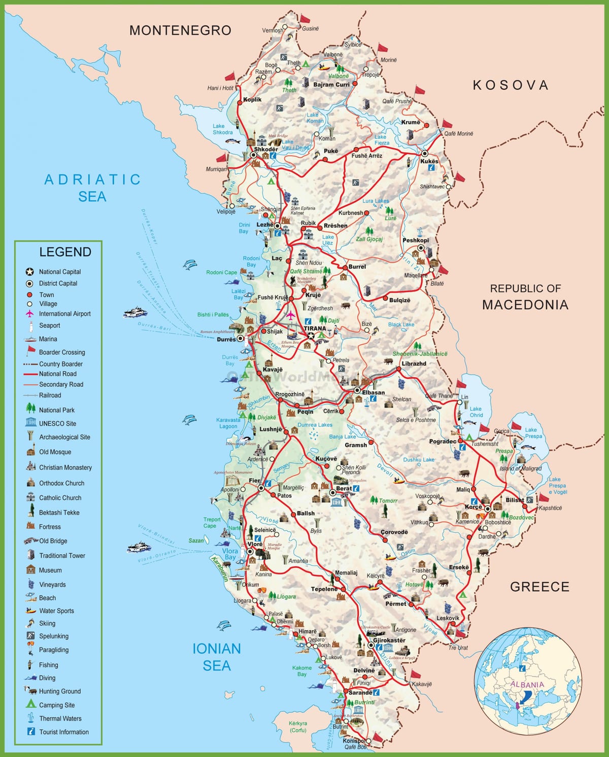 mapa shqiperia Albânia