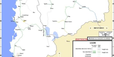Albanês caminhos-de-ferro mapa