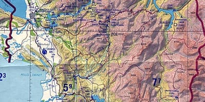 Mapa topográfico da Albânia