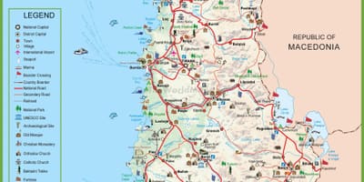 Mapa da Albânia turísticas