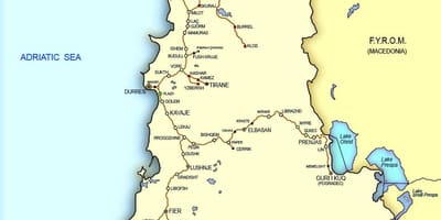 Mapa da Albânia trem