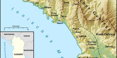 Mapa da riviera albanês