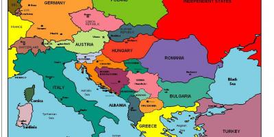 Mapa da europa mostrando Albânia