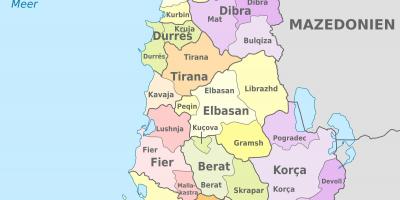 Mapa político da Albânia